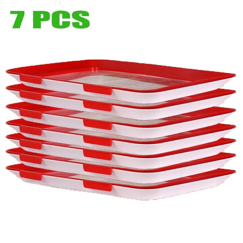  Fresh Food Containers Tray, Reusable Food Storage Container  Creative Stackable Food Preservation Tray Vacuum Preservation Tray with  Elastic Lid, for Vegetable Fruit Meat Fish (4 PCS): Home & Kitchen